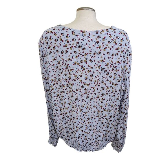 LTS Light Blue, floral V Neck Blouse - Picture 4 of 7